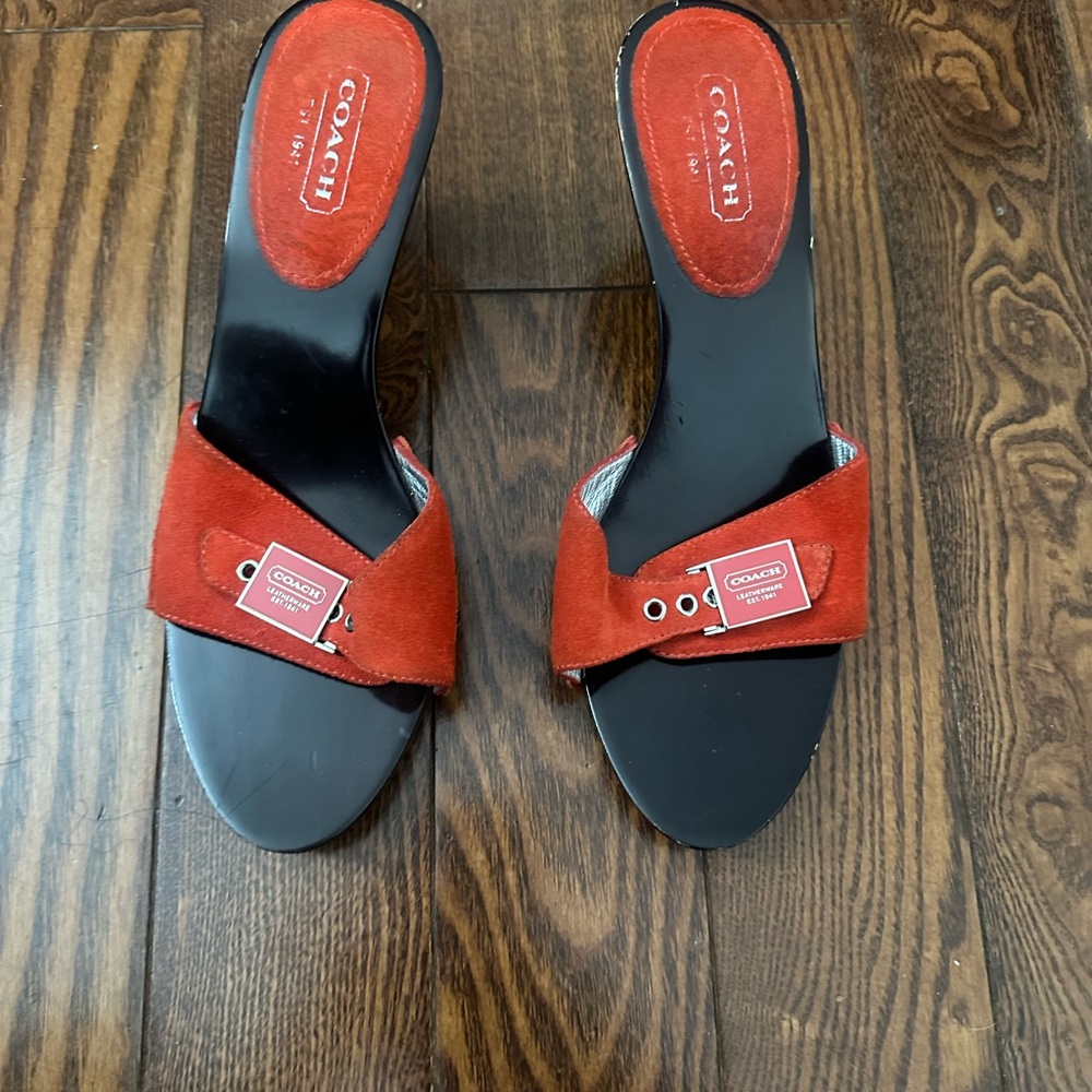 Coach Women's Bold bright orange Slide Sandals 👡